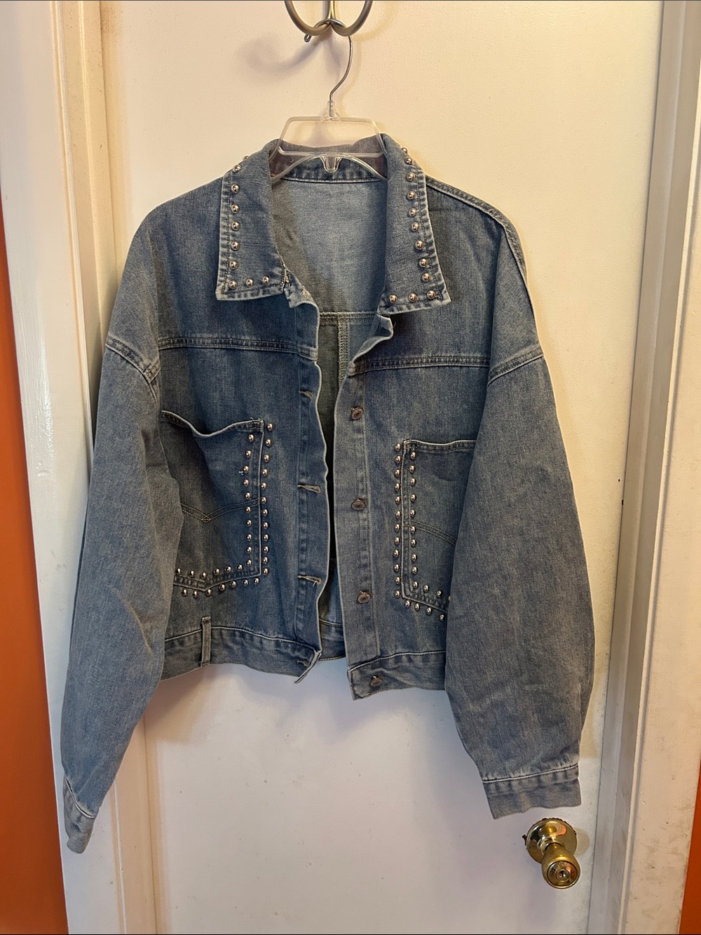 Women's Studded Light Blue Denim Jacket